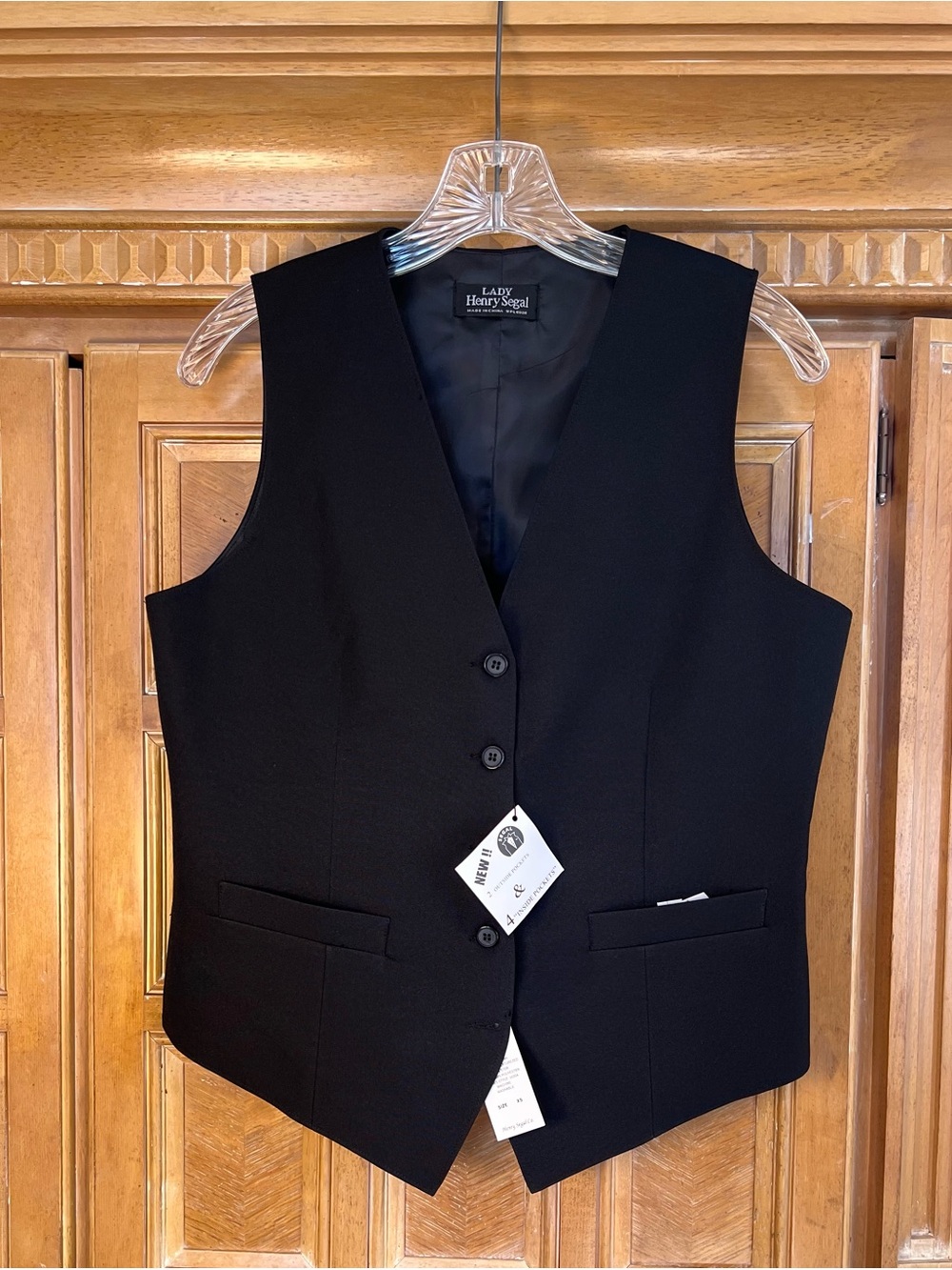Lady Henry Segal Blue Tailored Vest Women’s NWT Button Front Career Waistcoat